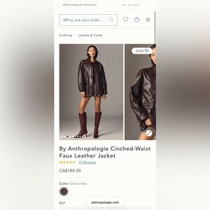 Small - Anthropologie Dark Brown Leather Jacket